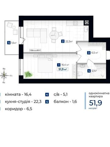 Велика 1к від забудовника на етапі здачі мм ЖК Містечко Південне