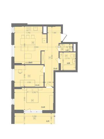 Продається видова 2-кімнатна квартира біля озера | 68,08 м² | 2 санвузли | ЖК Lake View бізнес-класу ЖК Lake View
