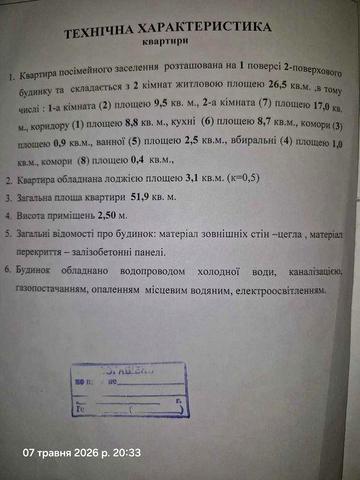Продаж 2 кімнатної квартири в Нових Санжарах