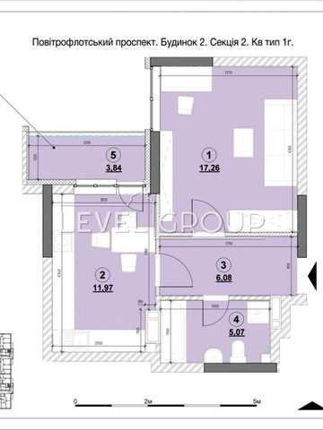 Продажа без % | 1 ком квартира 45м2|  ЖК Окланд | OkLand | Воздухофлотский