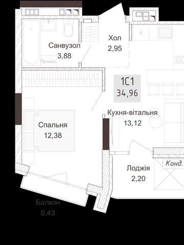 1-спальнева квартира у Pokrovsky Apart Complex від забудовника ЖК Покровський Апарт Комплекс