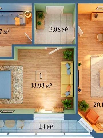 1-кімнатна квартира 44,72 м². Без %. Забудовник. Відділ продажу. ЖК Львівські Зорі. Соф. Борщагівка. Газ. Ліфт. Укриття