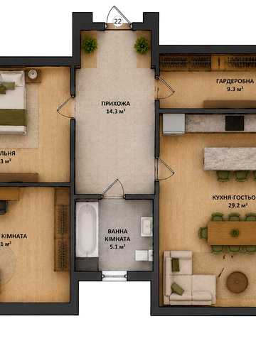 ЦЕНТР! Продам 90 кв.м 2 кімн.кв по вул. Полуботка Пушкіна Art House ЖК Art House