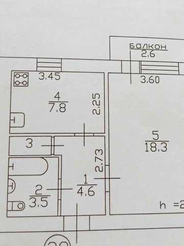 1 комнатная квартира 38 м2, 3 этаж, кирпич
