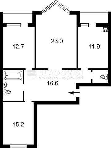 Продаж квартири біля метро, 3 кімнати, вулиця Хмельницька 10, площа 91м кв, М. Святошино