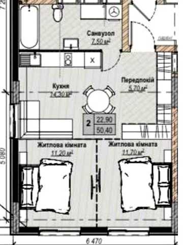Продаж 2 кімнатної квартири 50,4 м2 РОЗТЕРМІНУВАННЯ 5 Років ЖК Plaza Kvartal 2