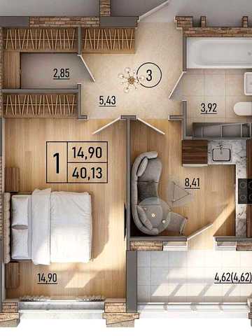 Продаж 1к. 40,13 кв.м. ЖК Нові Теремки ЖК Нові Теремки