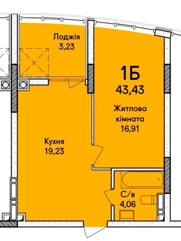 Синергія Сіті! 1к квартира 43,43 м², єОселя, без комісії, розстрочка 12 міс без здорожчання