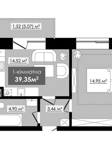 Продається 1 кімнатна квартира в ЖК Millennium river clab газ ЖК Millennium river clab