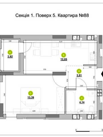 ЖК Evening 1-кімнатна квартира 36,40 м² з кухнею-вітальнею та лоджією | 5 поверх від забудовника ЖК Evening