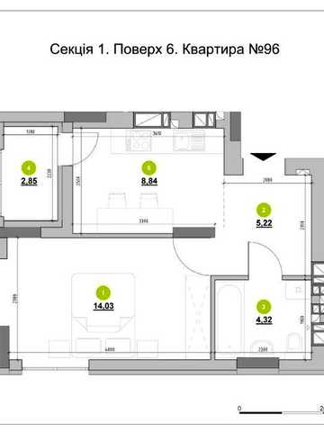 ЖК Evening 1-кімнатна квартира 35,25 м² з кухнею-вітальнею та лоджією | 6 поверх від забудовника ЖК Evening
