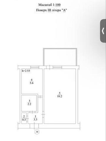 1-кімнатна квартира 32,7 м² | Бортничі | Газ + власна котельня | 3/5 поверх