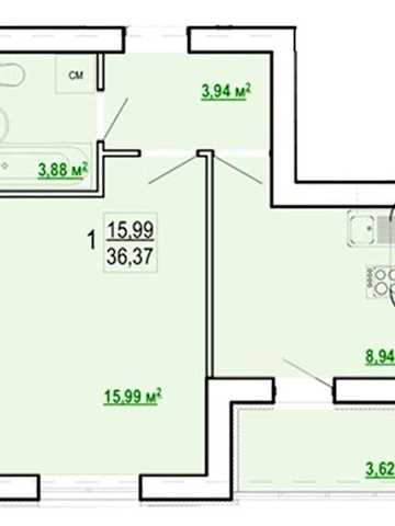 Реально! 15000$! ЖК Гидропарк, ул Борткевича, 13! Продам 1 ком квартиру пл 36.37м2! Идут Ремонты! A ЖК Гидропарк
