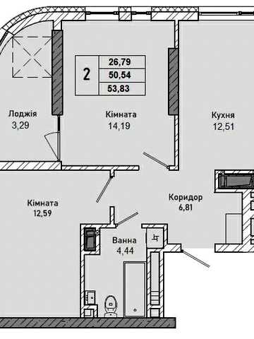 Продаж 2 кімн.квартира 54 м²  10/16 ц .вул.Миколайчука  75000$ ЖК Галжитлобуд
