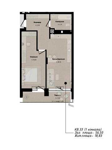 Продаж 1-кімнатної квартири · ЖК «AurA» · вул. Бузкова, 2 · Сихівський район Квартира 33 · 56,50 м² · Забудовник «Новий Львів» ЖК Аура