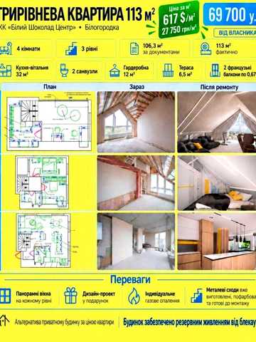 4-кімнатна квартира 106м² | ЖК Білий Шоколад | Софіївська Борщагівка | ДЕРЖПРОГРАМИ+ | ТЕРАСА | ВЛАСНИК | РЕЗЕРВНЕ ЖИВЛЕННЯ | ЦІНА НИЖЧЕ ЗАБУДОВНИКА! ЖК Білий шоколад центр