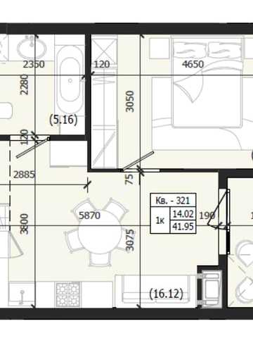 ЖК Парус WEST (Рясне) Продаж 1-кімнатної квартири 41.95 м² від забудовника ЖК Парус WEST