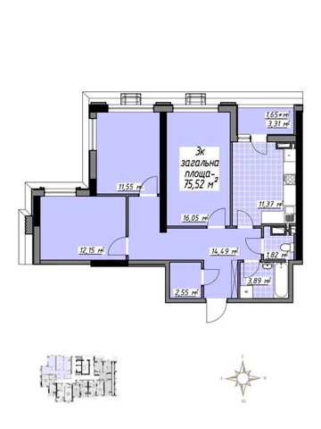 * 3-кімнатна квартира 75,5 м² з ремонтом «під ключ» у центрі Одеси. Розстрочка на 48 місяців
