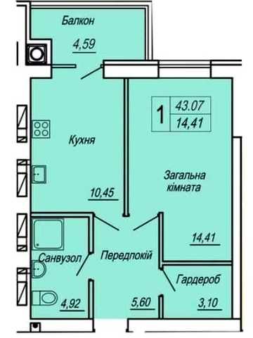 1 кімнатна квартира в ЖК Панорама