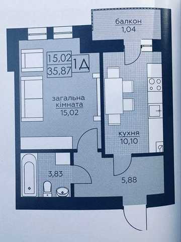Однокімнатна в готовому будинку ЖК Киівський