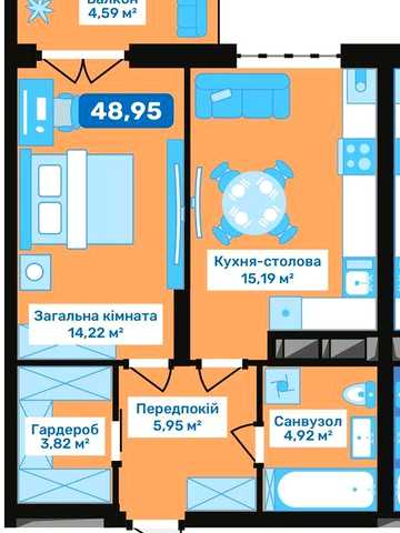 Простора 1-кімнатна квартира з балконом ЖК Джем 2.0 ЖК Джем 2.0