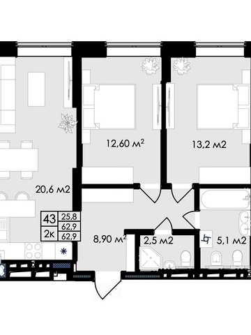 Продаж 2-кімнатної квартири 62,9 м² у житловому комплексі преміум-класу Prostirм. Львів, вул. Стрийська – Карла Мікльоша (Сихівський район, навпроти « ЖК Prostir