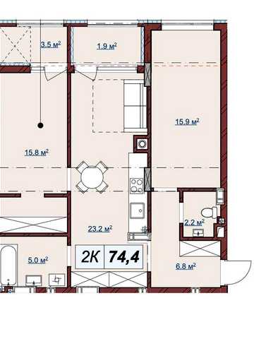 Продаж 2-кімнатної квартири · ЖК Бузковий 2 · вул. Навроцького, 33 | 2 із 7 поверх · 74,4 м² · Забудовник «Новий Львів» Без комісії · Розтермінування ЖК Бузковий 2