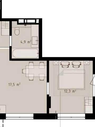 Продаж 1-кімнатної квартири · ЖК «Grey Fort» · с. Горішній, 3 поверх · 45,11 м² ЖК Grey Fort