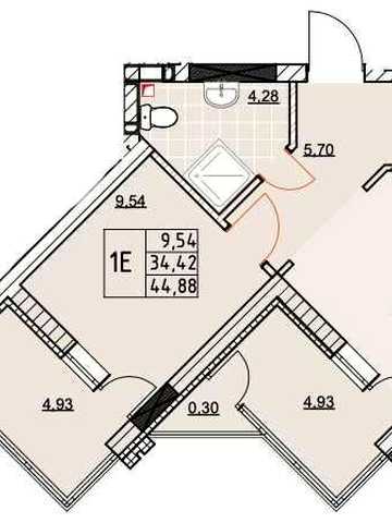 1к квартира 44,88 м² у ЖК River Port біля озера з видом на ліс 2 балкони зданий будинок, напряму від власника без комісії та переплат ЖК River Port