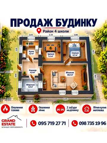 Продаж будинку з житловою літньою кухнею та гаражем на 2 авто