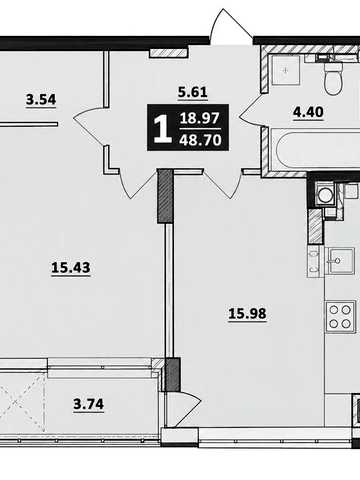 1 Кімнатна квартира ( Обухів ) київська обл. ЖК Обухівський ключ 48.7 2м 5 поверх