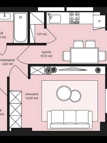 1-к квартира 35.74 м² у самому ЦЕНТРІ | ЖК «Дім на Грушевського» ЖК Дім на Грушевського