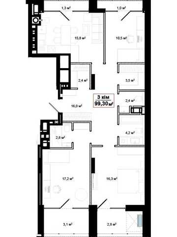 3-кімнатна квартира 99,3 м² у ЖК преміум-класу на вул. Шевченка | Центр міста