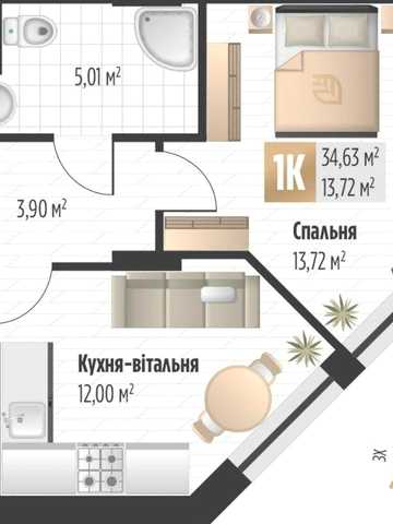 1 кім квартира Пилипа Орлика.Бізнес класс