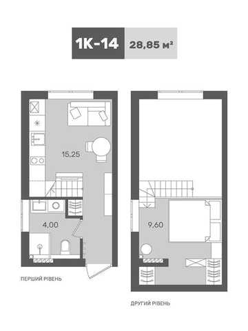 Продаж 1-к квартира 28.85м2 з 2-х ярусною спальнею Газ в ЖК«Sanville Park» ЖК Sanville Park