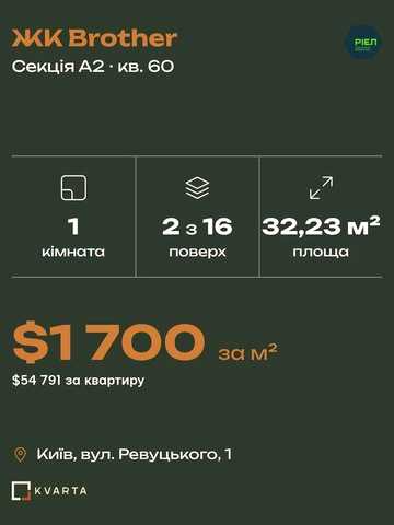 1-кімнатна квартира 32,23 м², 2 поверх, ЖК Brother, Дарницький ЖК Brother