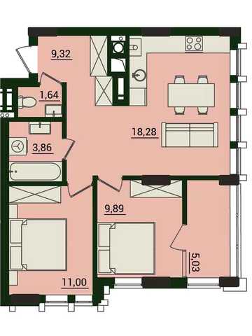 Простора 2-кімнатна квартира 59 м² у ЖК PLUS бізнес-класу на вул. Стрийській ЖК PLUS