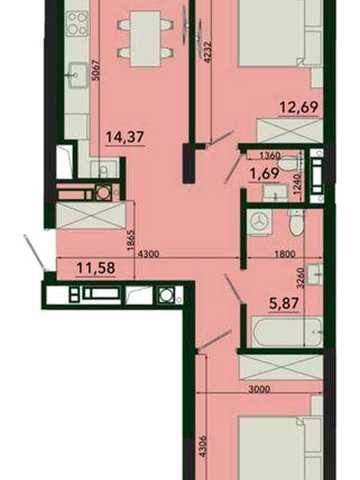 2-кім. квартира 61,3 м² у ЖК Плюс (Стрийська) ЖК SVOЇ PLUS