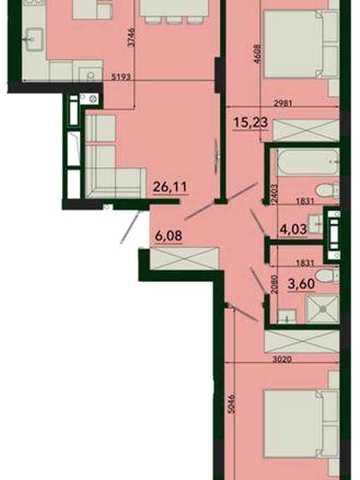 2 кім. квартира 71,2 м² біля центру з укриттям у ЖК Плюс (Plus) ЖК SVOЇ PLUS