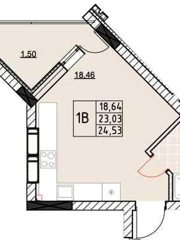 Студія 24,53 м² з балконом ЖК Рівер порт, Ірпінь Без комісії ЖК Рівер порт
