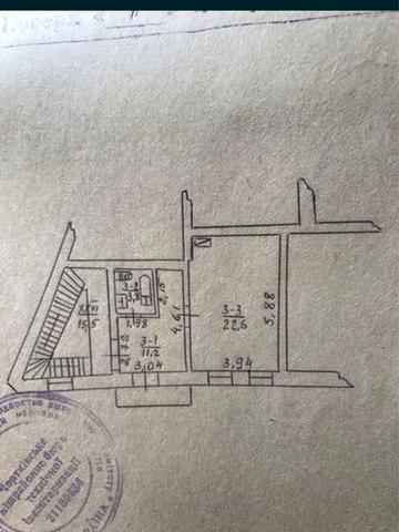 Однокімнатна квартира в м.Чортків.