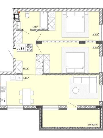 Продаж 2 кім. картири Пустомити ЖК Тихий Львів