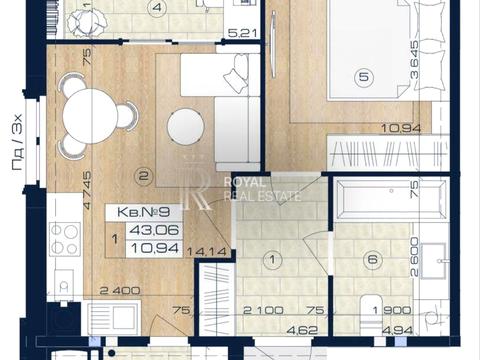 квартира за адресою Коцюбинського вул., (Будинок А2)