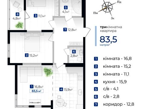 квартира за адресою Гната Хоткевича вул., (Будинок)