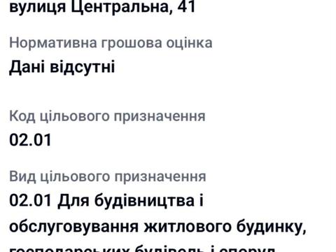 ділянка за адресою с. Барвінок, Центральна, 41