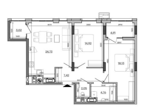 квартира по адресу Промышленная ул., (Будинок 4.1)