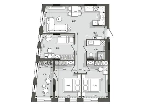 квартира по адресу Пластовая ул. (Силикатная), (Будинок В)