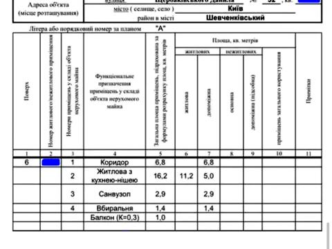 квартира за адресою Київ, Данила Щербаківського вул. (Щербакова), 52