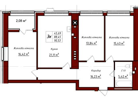 квартира за адресою Гетьмана Полуботка вул., 46