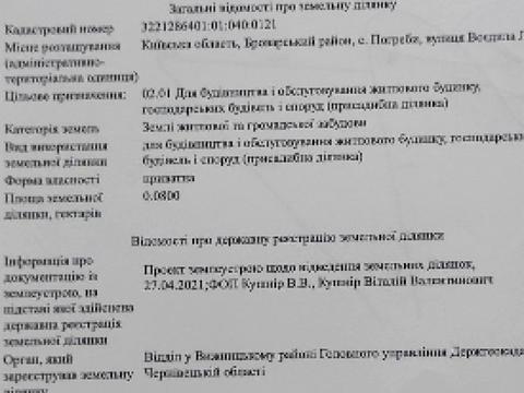 ділянка за адресою Воєдила